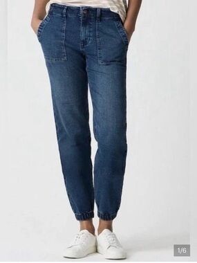 Women’s J. Crew Utility Jogger Jeans Dark Blue with Elastic Hem